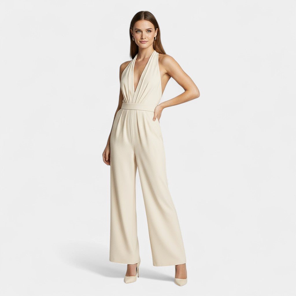Wide-Leg Jumpsuit for Women - Elegant Evening Wear - Soft Fabric - Perfect for Formal Events and Parties