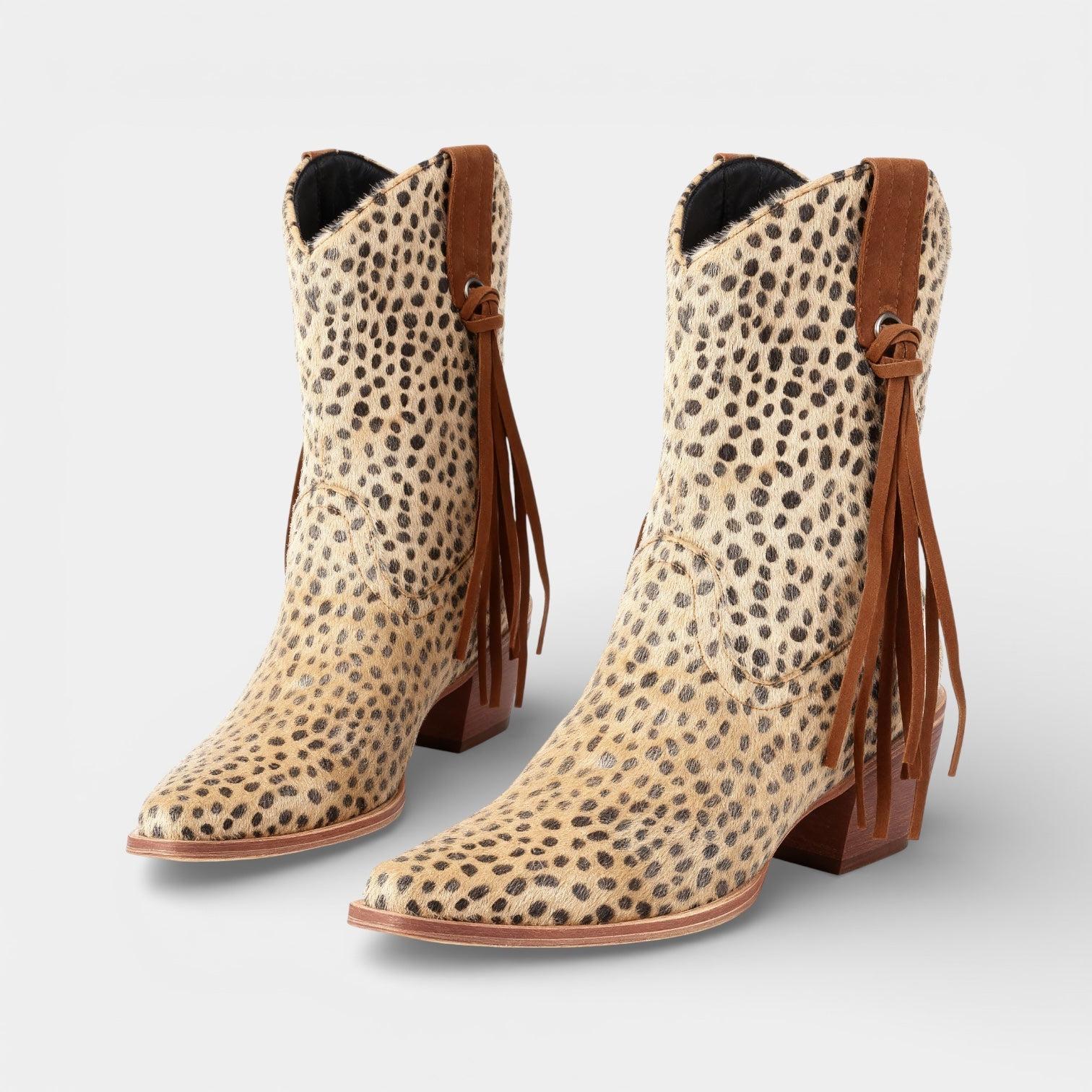 Women's Faux Suede Cowboy Boots - Pointed Toe Western Style Footwear for Casual and Outdoor Use