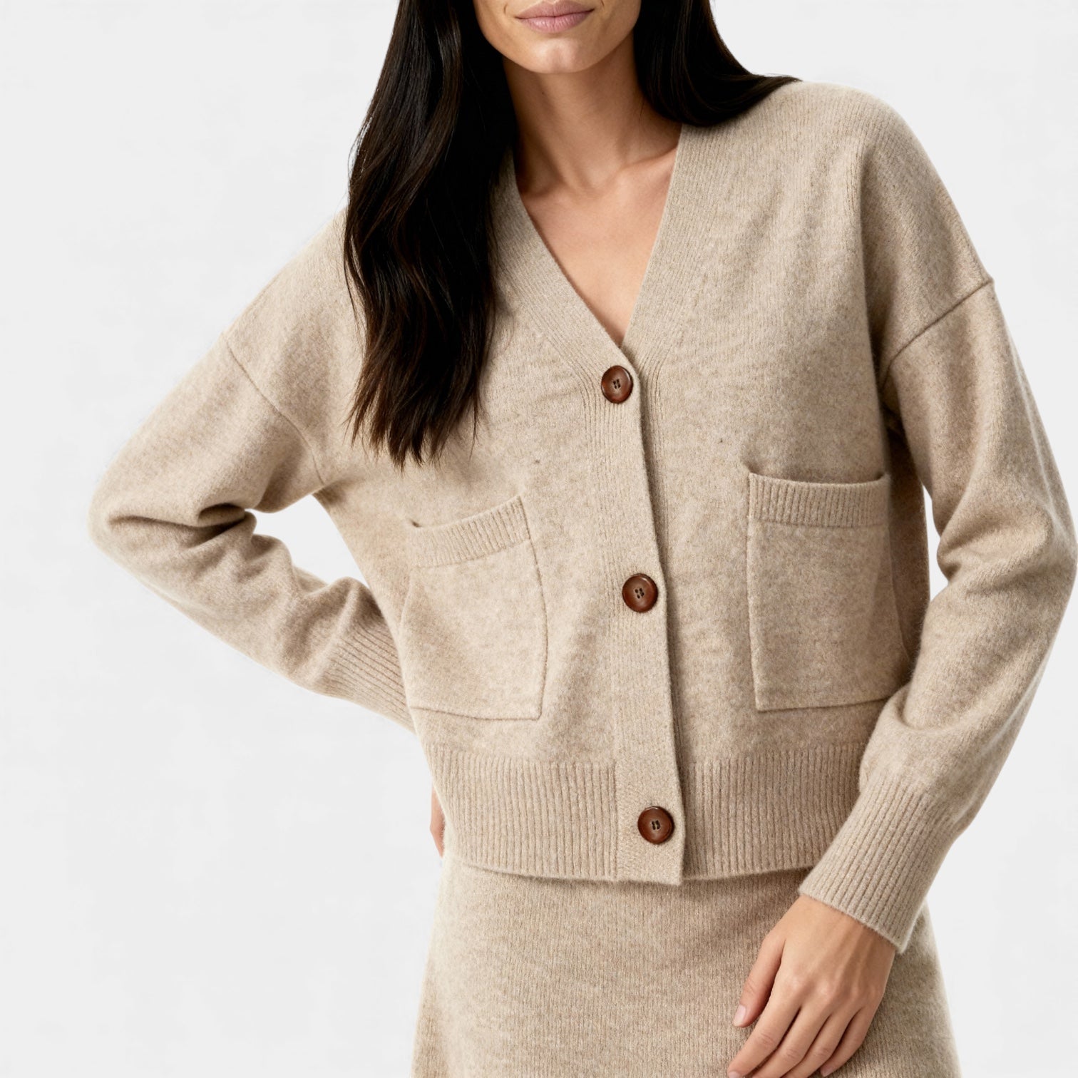 Women's Knit Cardigan and Mini Skirt Set - Soft Two-Piece Co-Ord Outfit for Casual Wear