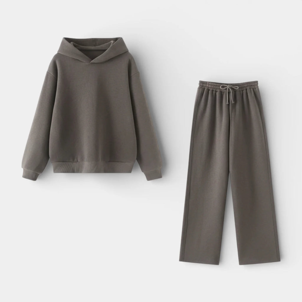 Women's Relaxed Fit Hoodie and Straight-Leg Pants Set - Pullover Style for Casual Wear, Comfortable Fabric
