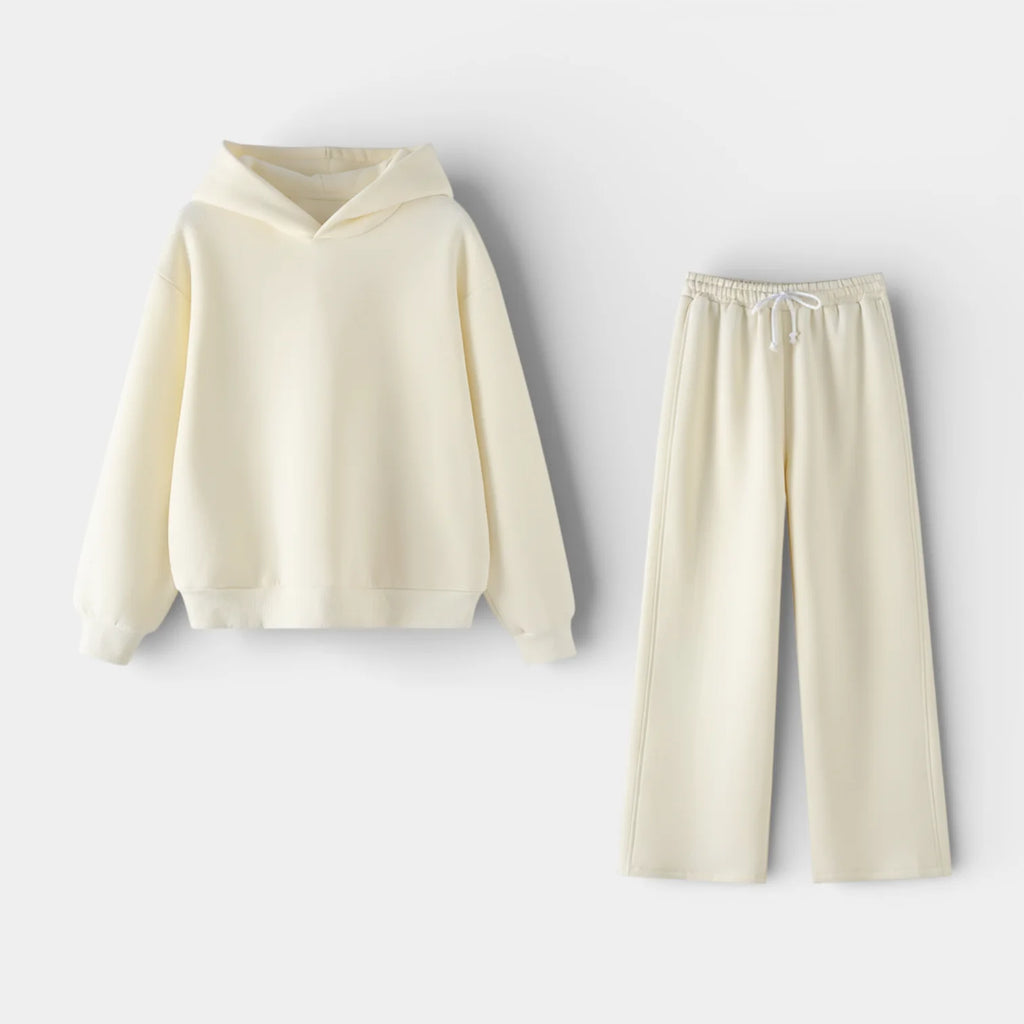 Women's Relaxed Fit Hoodie and Straight-Leg Pants Set - Pullover Style for Casual Wear, Comfortable Fabric