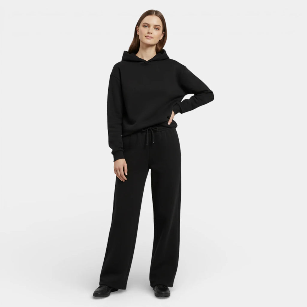 Women's Relaxed Fit Hoodie and Straight-Leg Pants Set - Pullover Style for Casual Wear, Comfortable Fabric