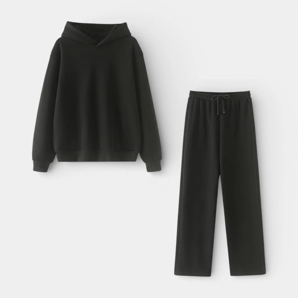 Women's Relaxed Fit Hoodie and Straight-Leg Pants Set - Pullover Style for Casual Wear, Comfortable Fabric