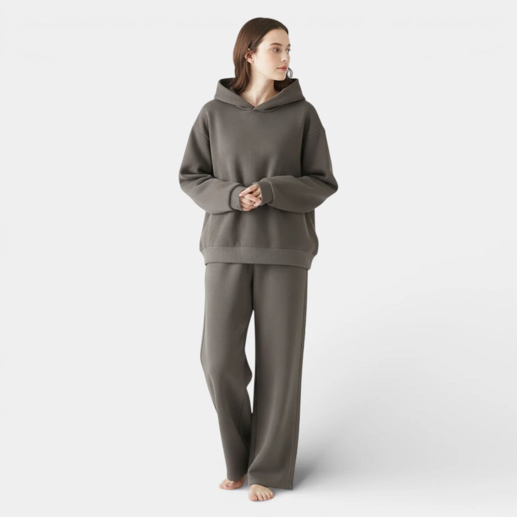 Women's Relaxed Fit Hoodie and Straight-Leg Pants Set - Pullover Style for Casual Wear, Comfortable Fabric