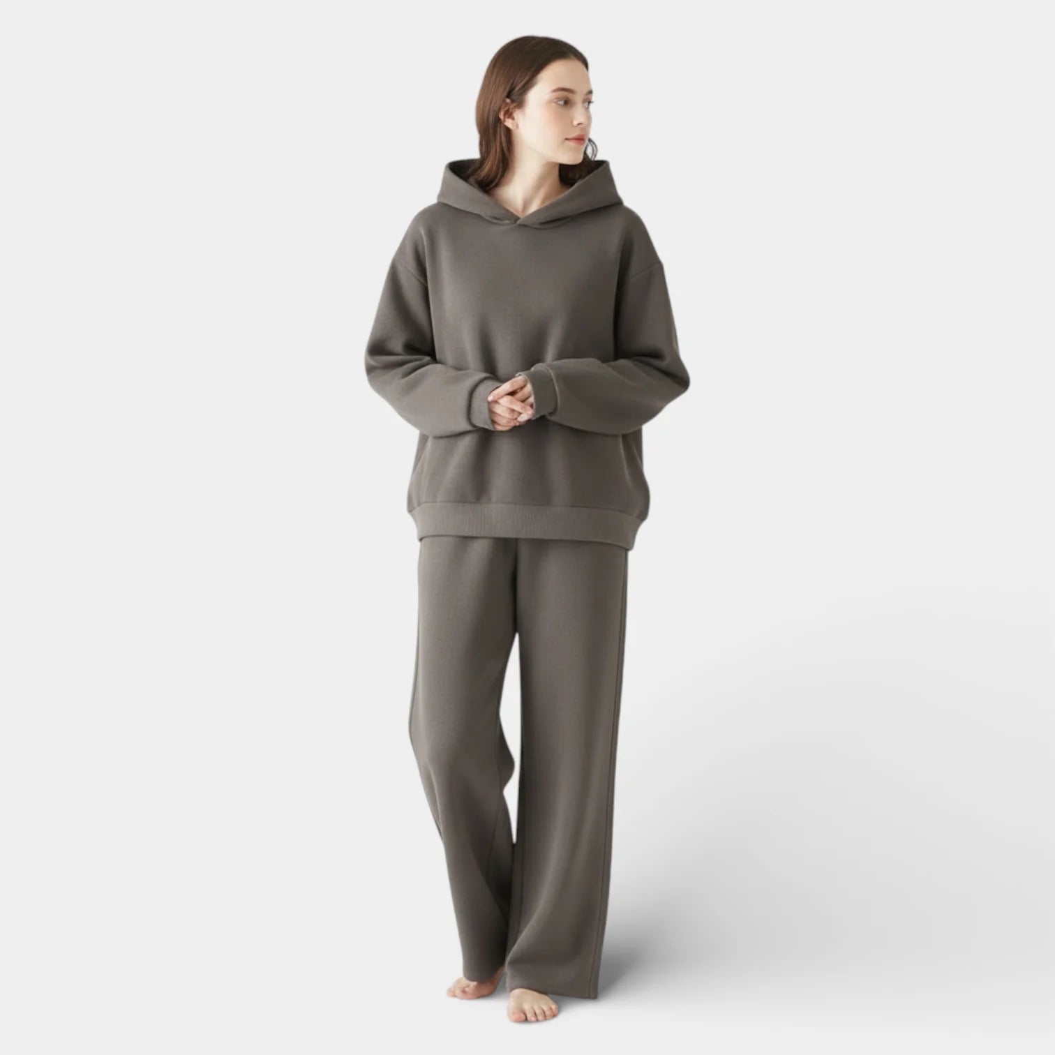 Women's Relaxed Fit Hoodie and Straight-Leg Pants Set - Pullover Style for Casual Wear, Comfortable Fabric