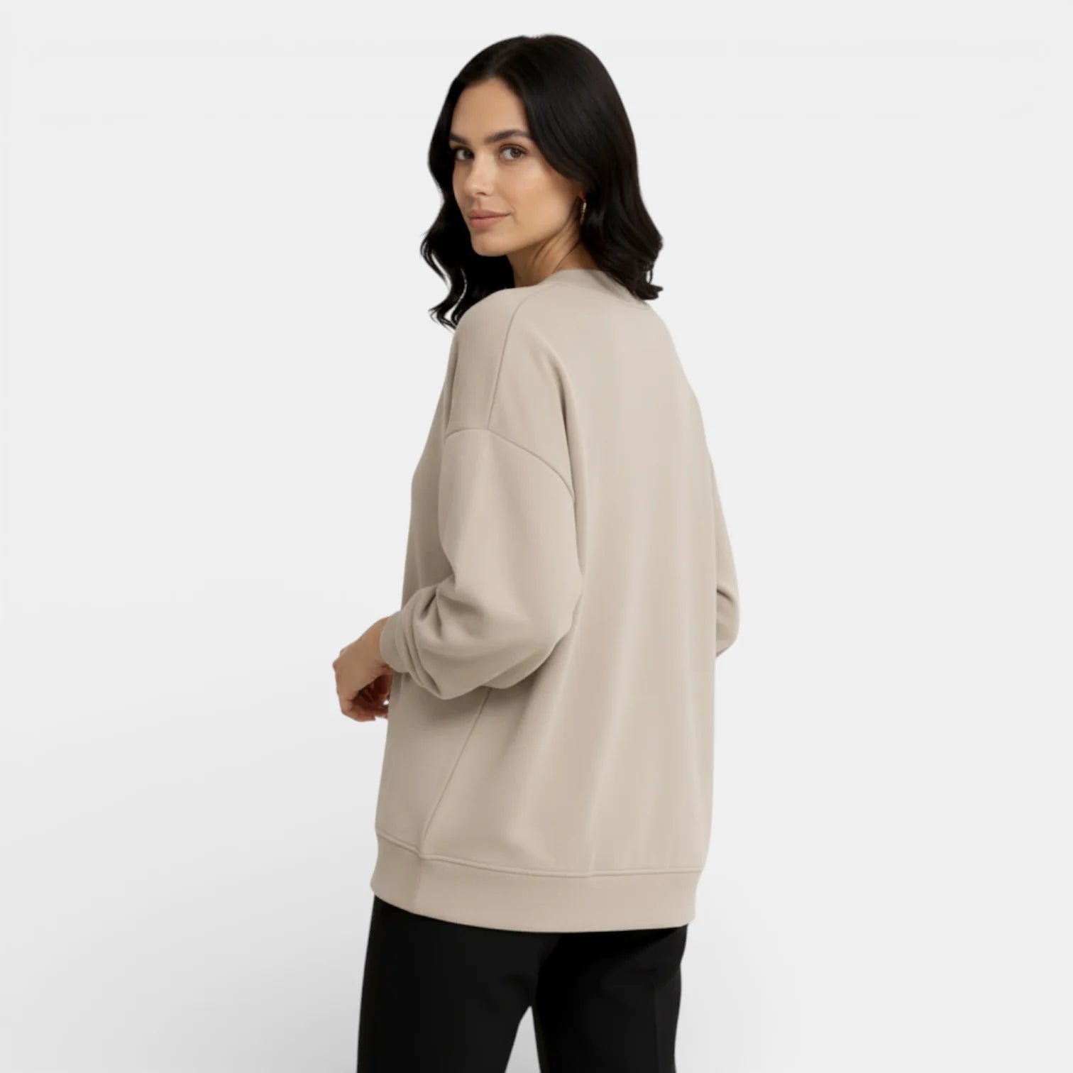 Women's V-Neck Button-Front Long Sleeve Top - Relaxed Fit Casual Shirt for Everyday Wear