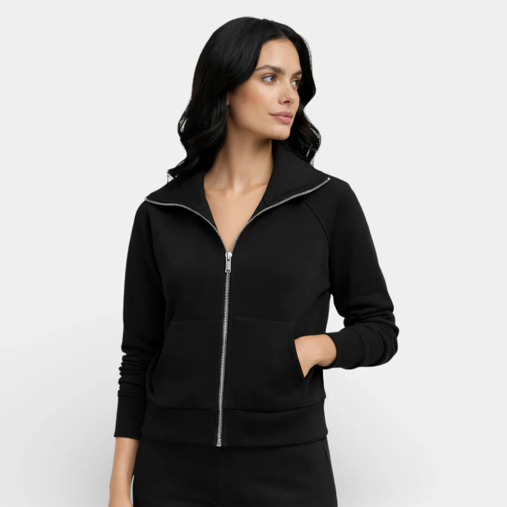 Women's Zip-Up Lounge Jacket and Flare Pants Set | Soft Fabric | Relaxed Fit | Casual Wear for Home or Outings