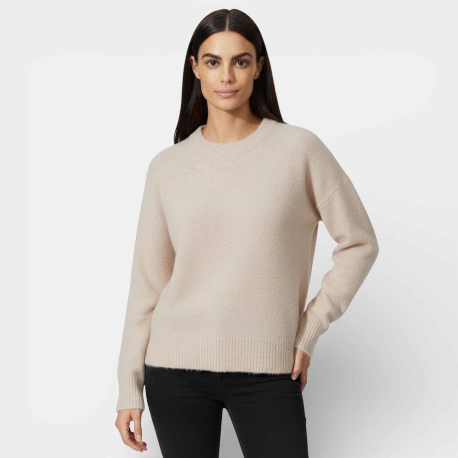 Wool Blend Crewneck Sweater for Women - Relaxed Fit, Comfortable Everyday Wear, Versatile Layering Piece