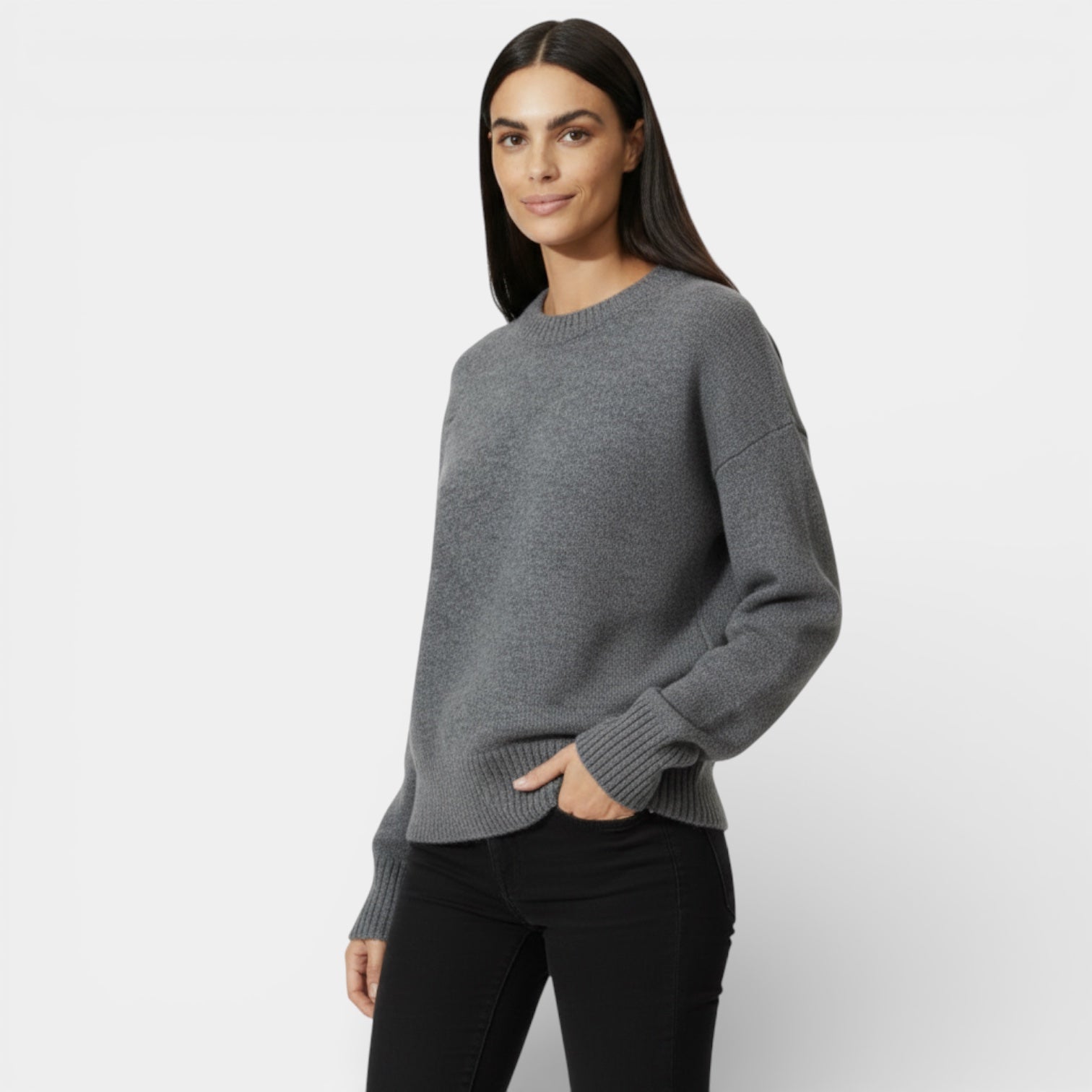 Wool Blend Crewneck Sweater for Women - Relaxed Fit, Comfortable Everyday Wear, Versatile Layering Piece