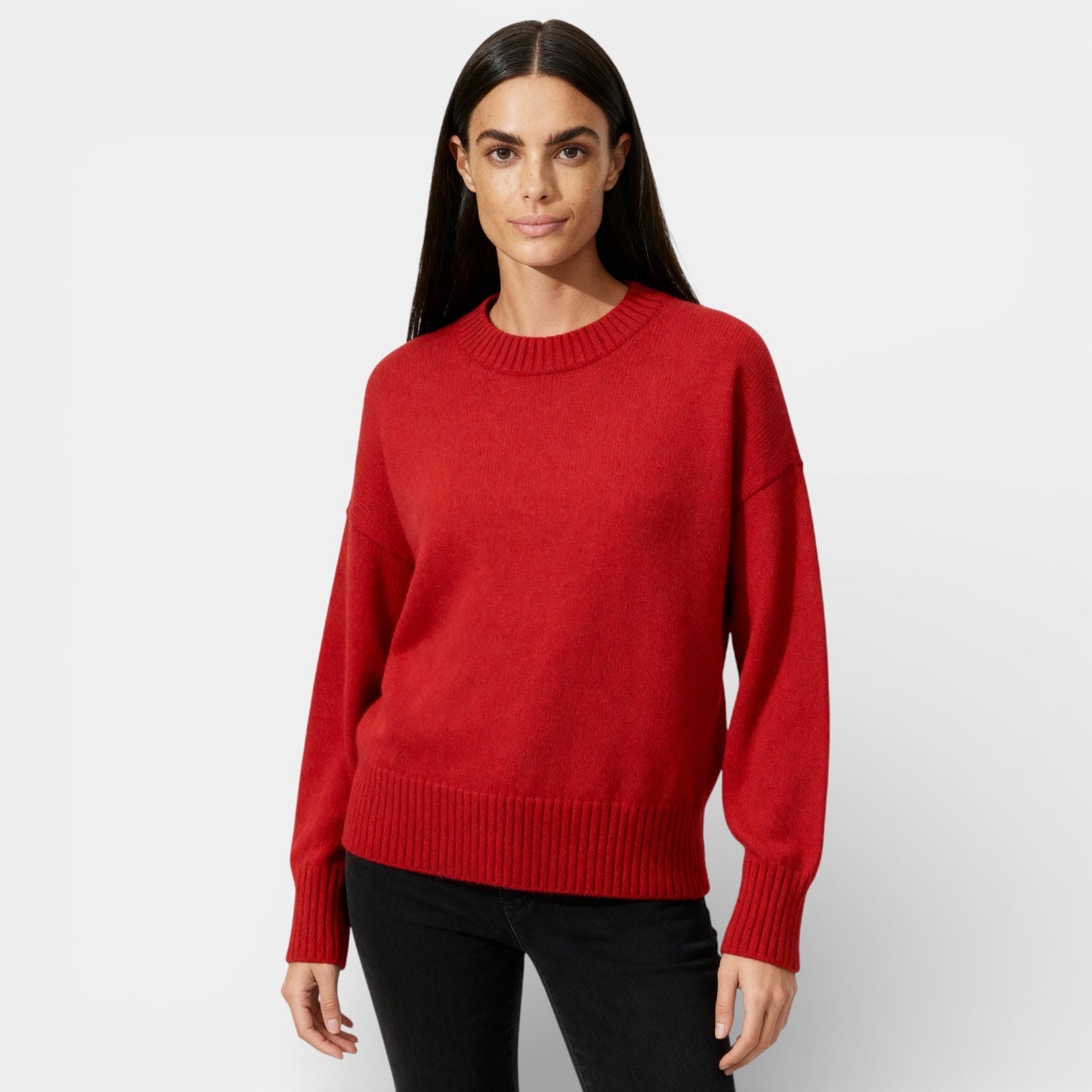 Wool Blend Crewneck Sweater for Women - Relaxed Fit, Comfortable Everyday Wear, Versatile Layering Piece