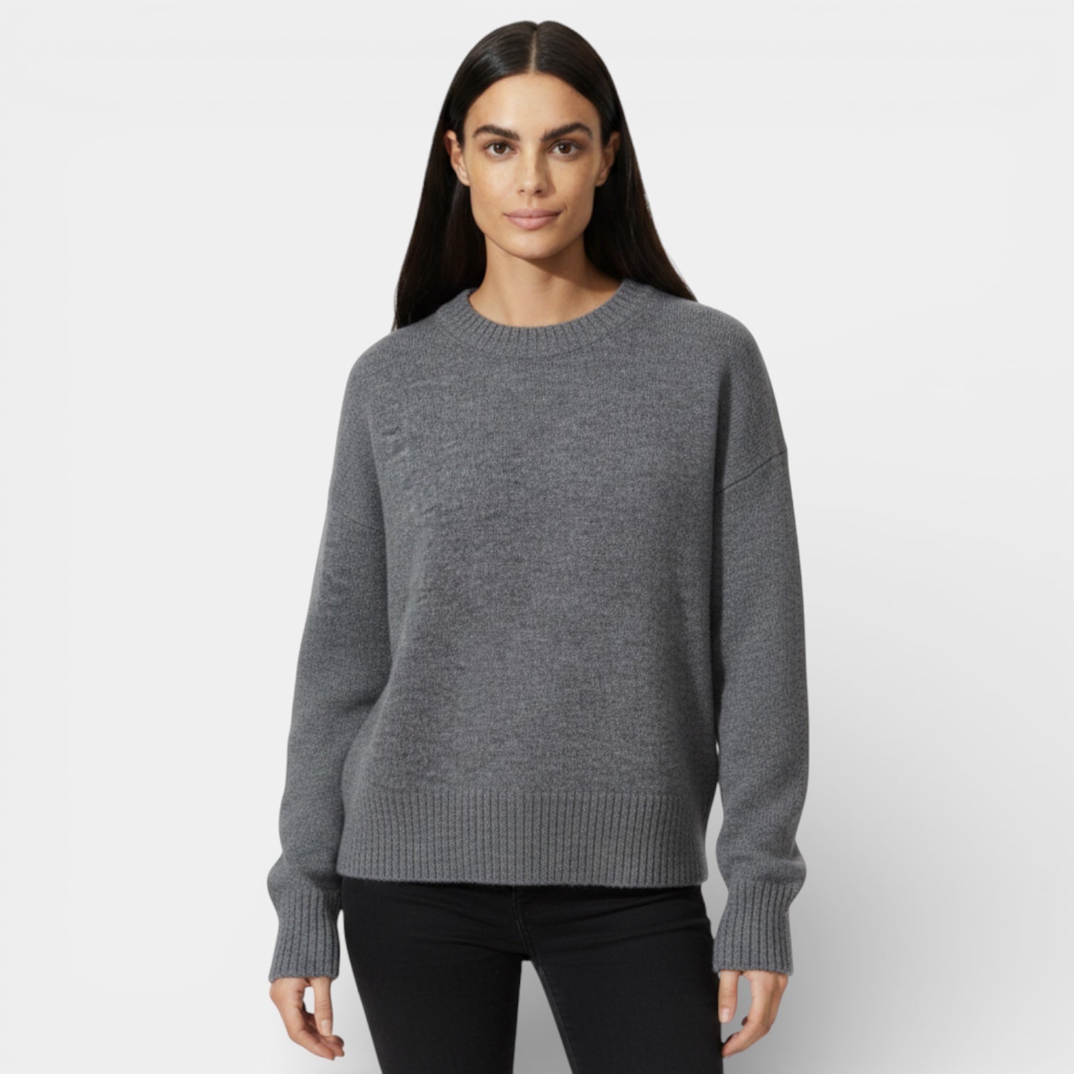 Wool Blend Crewneck Sweater for Women - Relaxed Fit, Comfortable Everyday Wear, Versatile Layering Piece