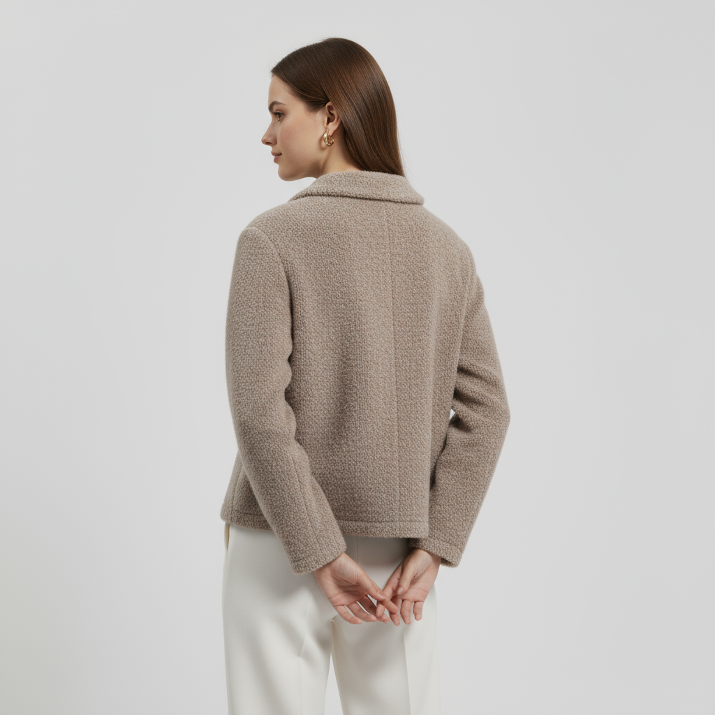 Wool-Blend Textured Cardigan for Women - Cozy Layering Piece for Casual or Office Wear