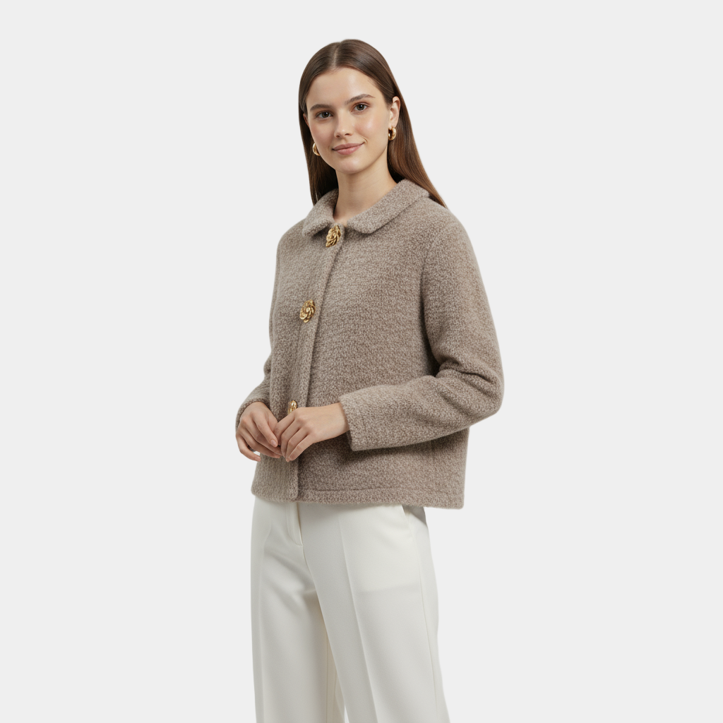 Wool-Blend Textured Cardigan for Women - Cozy Layering Piece for Casual or Office Wear