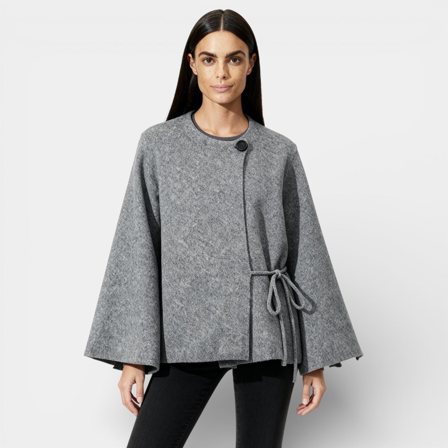 Wool-Blend Wrap Jacket for Women – Relaxed Fit, Cozy Layering Piece for Casual Outings and Everyday Wear